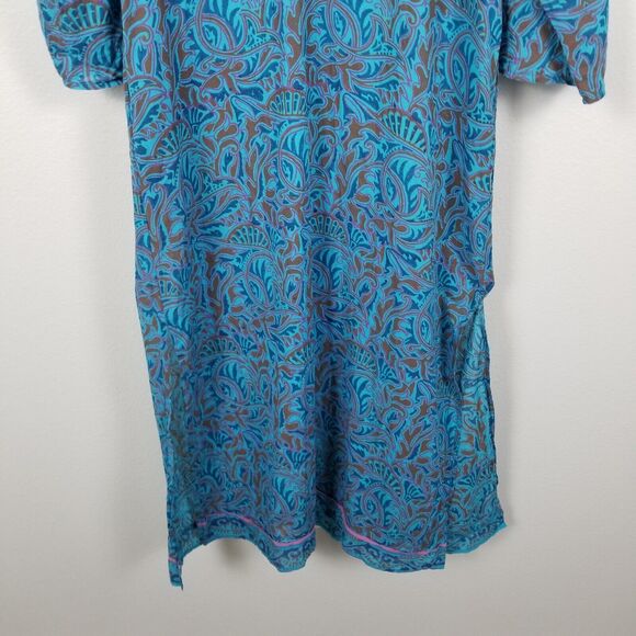 Cleobella Blue Bria Zuri Block Print Kaftan Midi Dress No Belt Size XS *Damaged - Picture 12 of 16